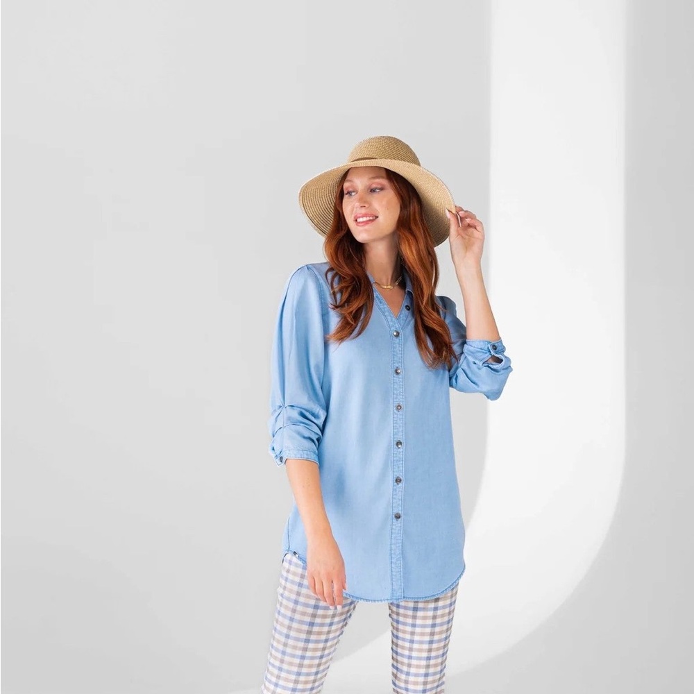LISETTE Light Blue Button-Up Blouse